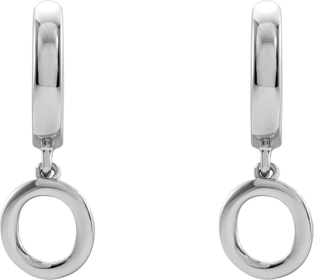 18K Gold Initial O Huggie Earrings - White Gold - view 3