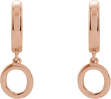 14K Gold Initial O Huggie Earrings - Rose Gold - view 3