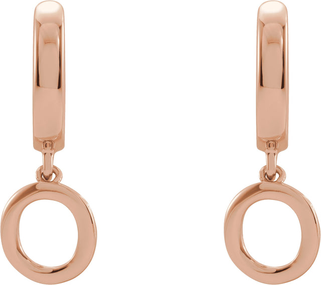 14K Gold Initial O Huggie Earrings - Rose Gold - view 3