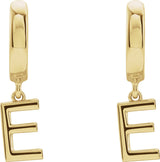 18K Gold Initial E Huggie Earrings - Yellow Gold - view 2