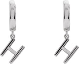 18K Gold Initial Huggie Earrings - White Gold - view 3