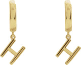 18K Gold Initial Huggie Earrings - Yellow Gold - view 2