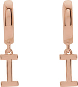 14K Gold Initial I Huggie Earrings - Rose Gold - view 3