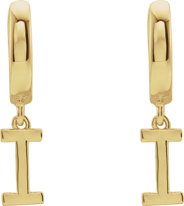18K Gold Initial I Huggie Earrings - Yellow Gold - view 2