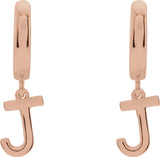 14K Gold Initial J Huggie Earrings - Rose Gold - view 3