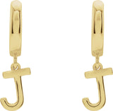 18K Gold Initial J Huggie Earrings - Yellow Gold - view 2