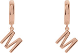 14K Gold Initial M Huggie Earrings - Rose Gold - view 3
