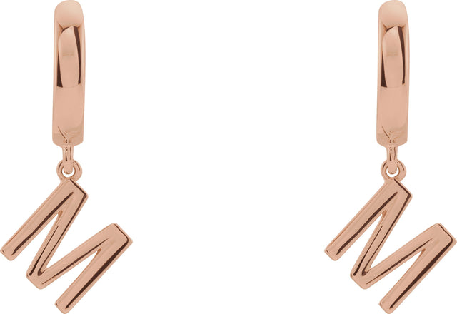 14K Gold Initial M Huggie Earrings - Rose Gold - view 3