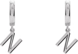18K Gold Initial N Huggie Earrings - White Gold - view 3