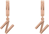 14K Gold Initial N Huggie Earrings - Rose Gold - view 3