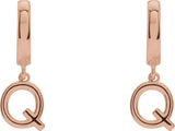 14K Gold Initial Q Huggie Earrings - Rose Gold - view 3