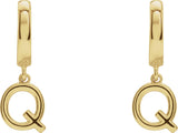 18K Gold Initial Q Huggie Earrings - Yellow Gold - view 2
