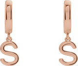 14K Gold Initial S Huggie Earrings - Rose Gold - view 3