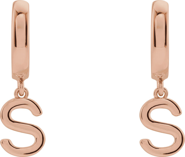 14K Gold Initial S Huggie Earrings - Rose Gold - view 3