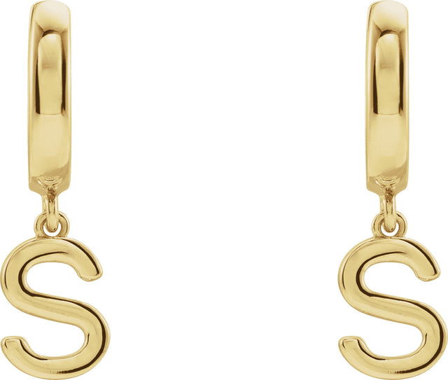 18K Gold Initial S Huggie Earrings - Yellow Gold - view 2