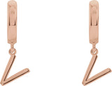 14K Gold Initial V Huggie Earrings - Rose Gold - view 3