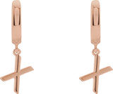 14K Gold Initial X Huggie Earrings - Rose Gold - view 3
