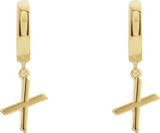 18K Gold Initial X Huggie Earrings - Yellow Gold - view 2