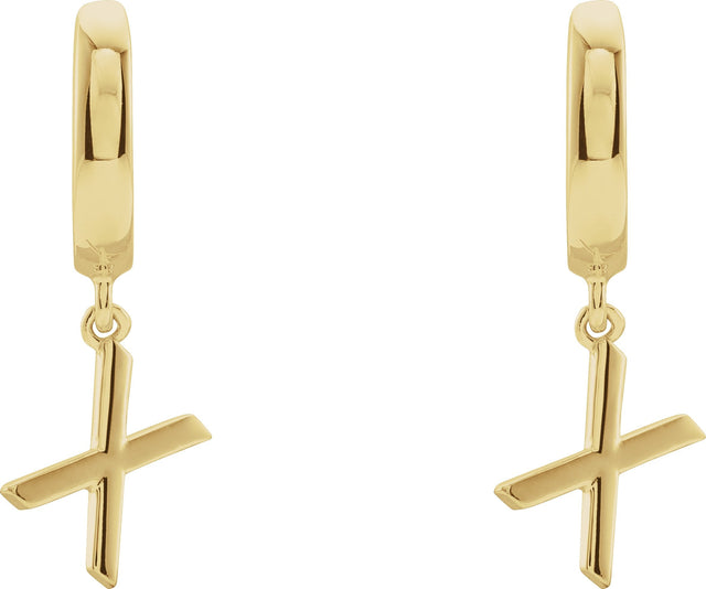 18K Gold Initial X Huggie Earrings - Yellow Gold - view 2