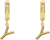 18K Gold Initial Y Huggie Earrings - Yellow Gold - view 2
