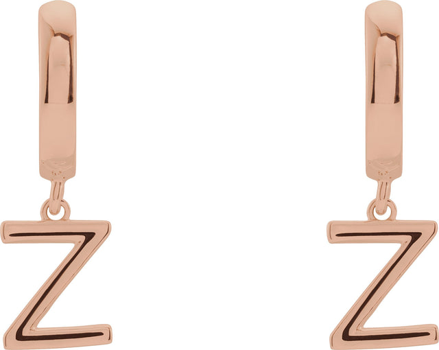 14K Gold Initial Z Huggie Earrings - Rose Gold - view 3