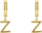18K Gold Initial Z Huggie Earrings - Yellow Gold - view 2