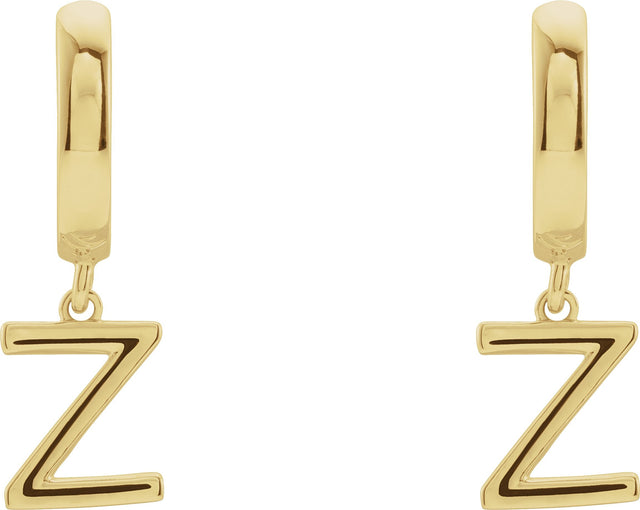 18K Gold Initial Z Huggie Earrings - Yellow Gold - view 2