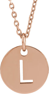 14K Gold Initial L Necklace or Pendant - Rose Gold
