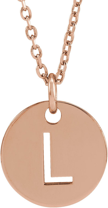 14K Gold Initial L Necklace or Pendant - Rose Gold