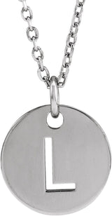 14K Gold Initial L Necklace or Pendant - White Gold