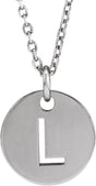 14K Gold Initial L Necklace or Pendant - White Gold