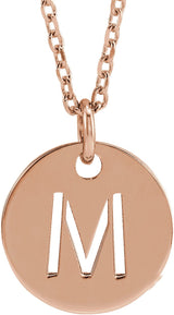 14K Gold Initial M Necklace or Pendant - Rose Gold