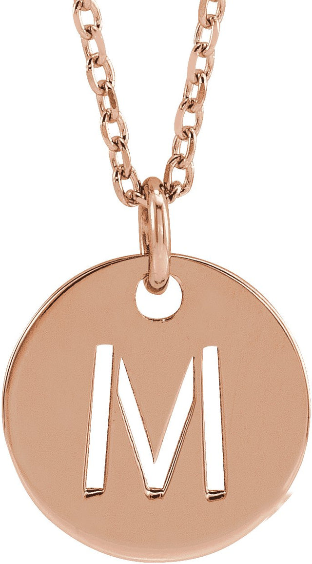 14K Gold Initial M Necklace or Pendant - Rose Gold