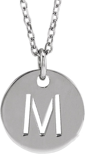 14K Gold Initial M Necklace or Pendant - White Gold