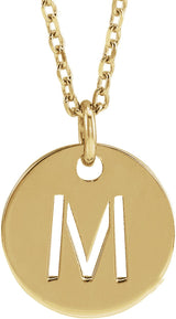 14K Gold Initial M Necklace or Pendant - Yellow Gold