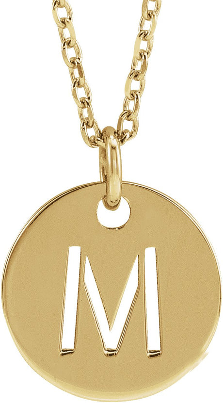 14K Gold Initial M Necklace or Pendant - Yellow Gold