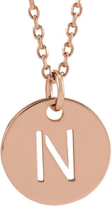 14K Gold Initial Necklace or Pendant - Rose Gold