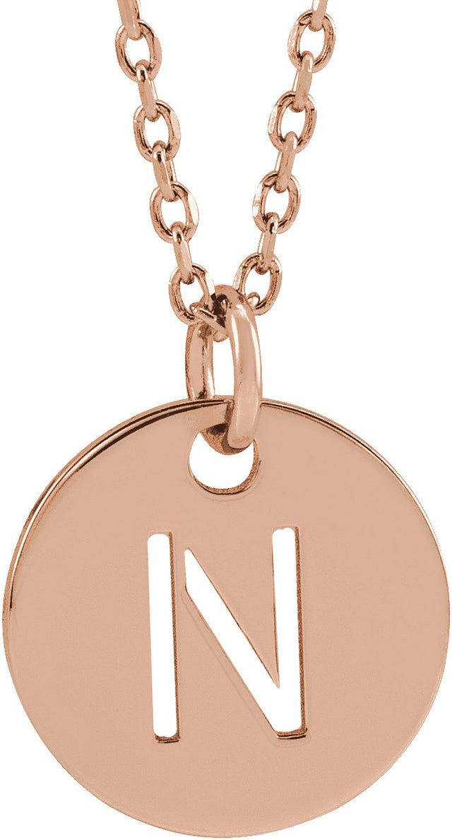 14K Gold Initial Necklace or Pendant - Rose Gold