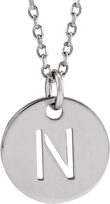 14K Gold Initial Necklace or Pendant - White Gold