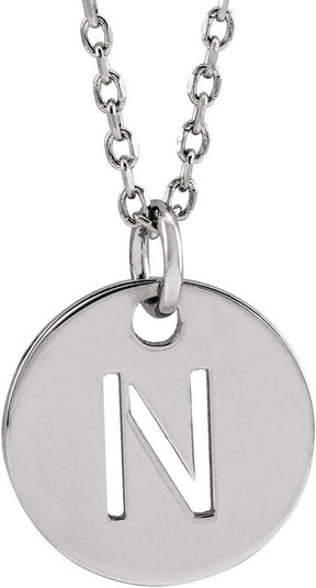 14K Gold Initial Necklace or Pendant - White Gold