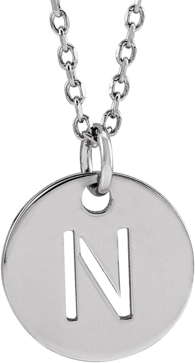 14K Gold Initial Necklace or Pendant - White Gold