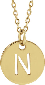 14K Gold Initial Necklace or Pendant - Yellow Gold