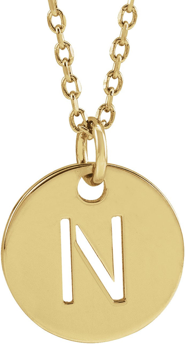 14K Gold Initial Necklace or Pendant - Yellow Gold