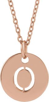 14K Gold Initial O Necklace or Pendant - Rose Gold