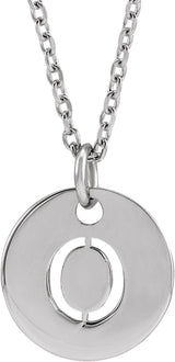 14K Gold Initial O Necklace or Pendant - White Gold