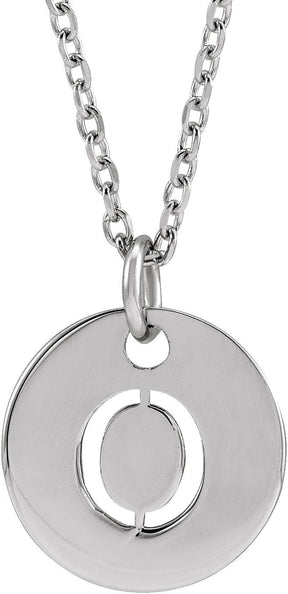 14K Gold Initial O Necklace or Pendant - White Gold