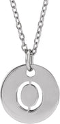 14K Gold Initial O Necklace or Pendant - White Gold
