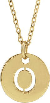 14K Gold Initial O Necklace or Pendant - Yellow Gold