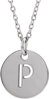 14K Gold Initial P Necklace or Pendant - White Gold