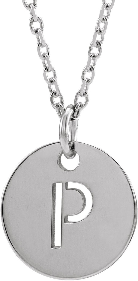 14K Gold Initial P Necklace or Pendant - White Gold